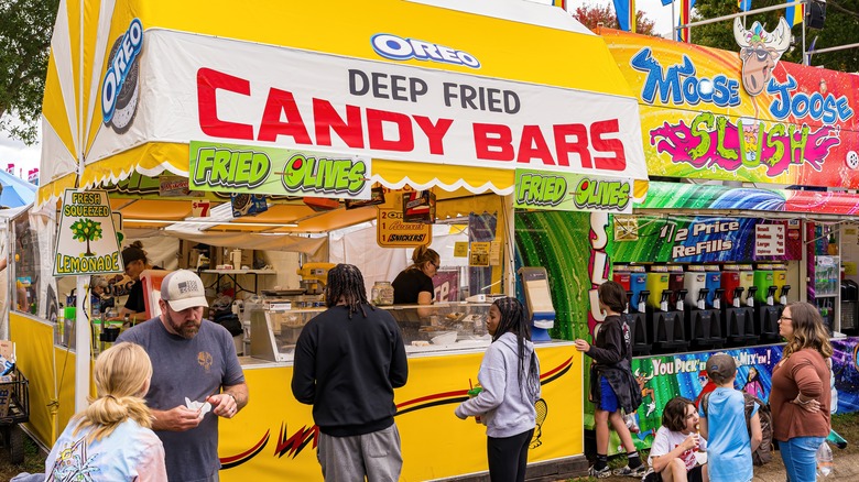Deep fried candy bar carnival stand