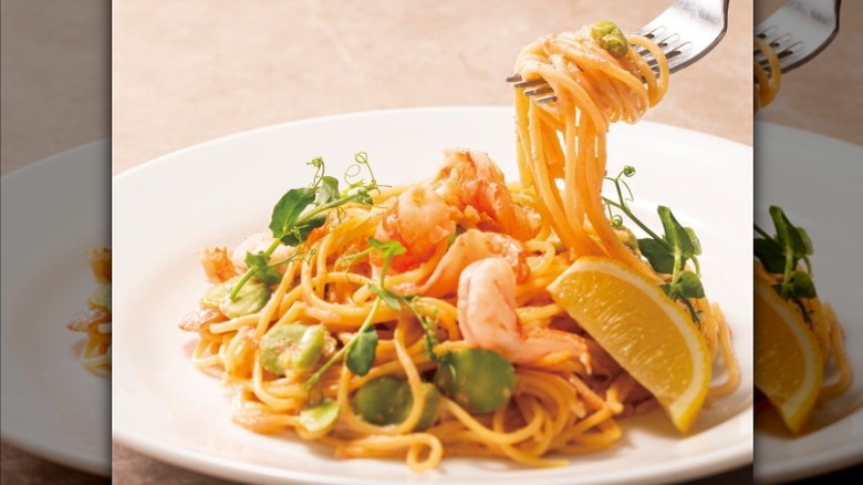 A pasta dish at Denny's Japan