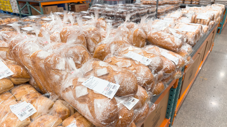 Two-packs of Costco Country French Bread on display