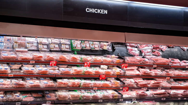 Chicken section of a grocery store.