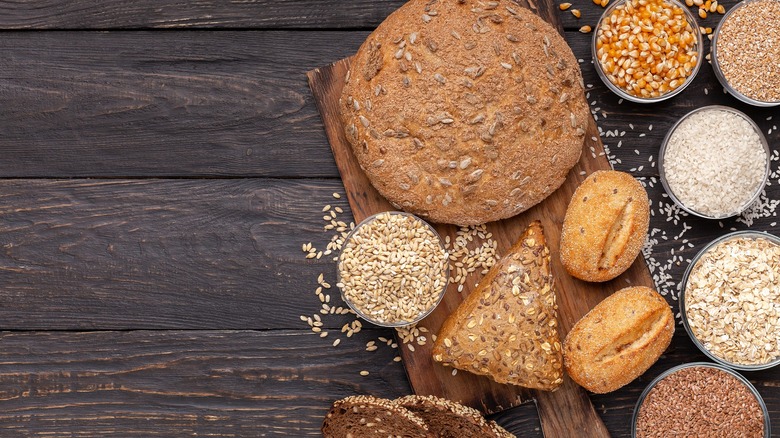 various whole grain breads