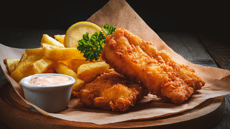 Plate of fish and chips
