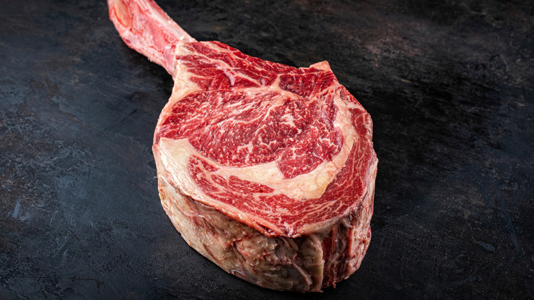 A wagyu tomohawk steak