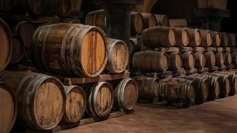 Assorted oak barrels