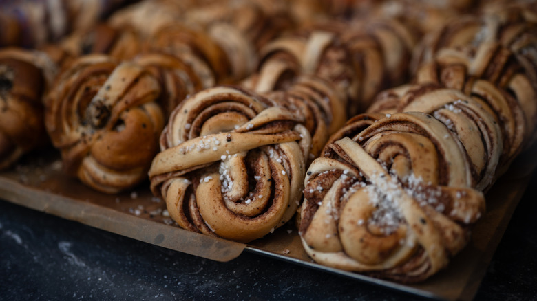 Swedish buns with pearl sugar