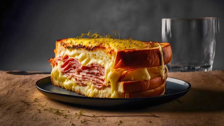Croque monsieur sandwich on table