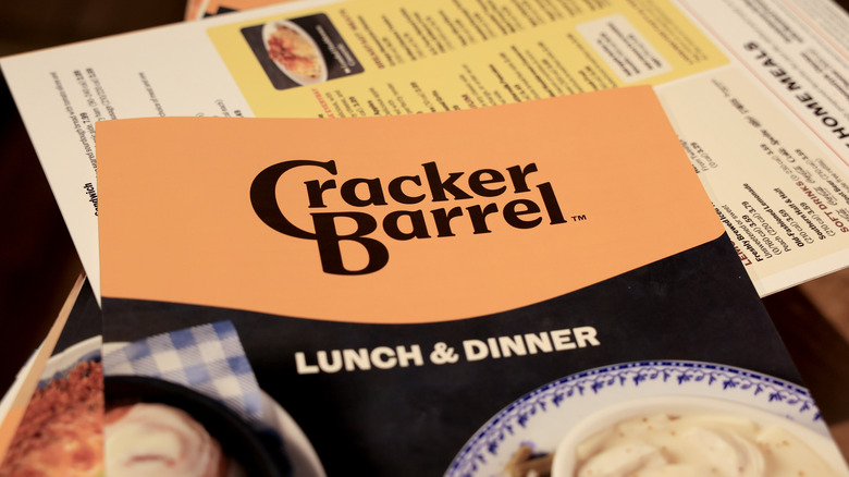 Cracker Barrel's lunch and dinner menu featuring its redesigned logo in 2025