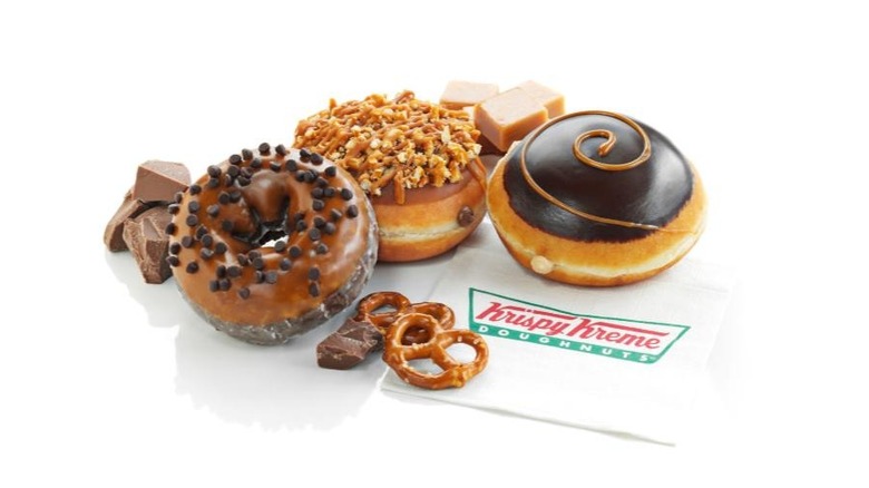 A trio of caramel-flavored doughnuts from Krispy Kreme