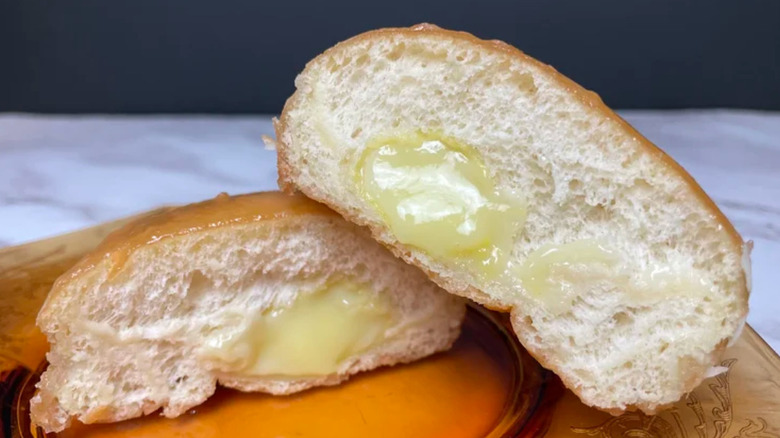The interior of a Krispy Kreme Lemon-Filled Doughnut