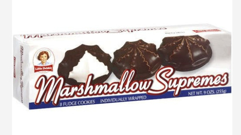 Box of Little Debbie Marshmallow Supremes on a white background