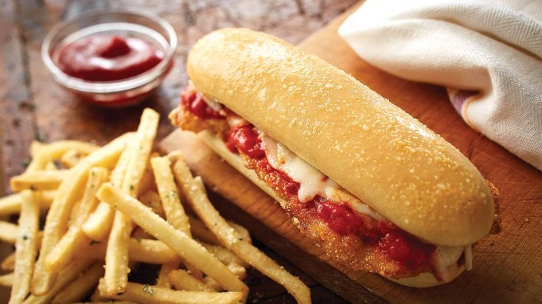 A Spicy Calabrian Chicken Breadstick Sandwich at Olive Garden