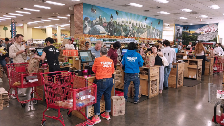 Busy Trader Joe's checkout area