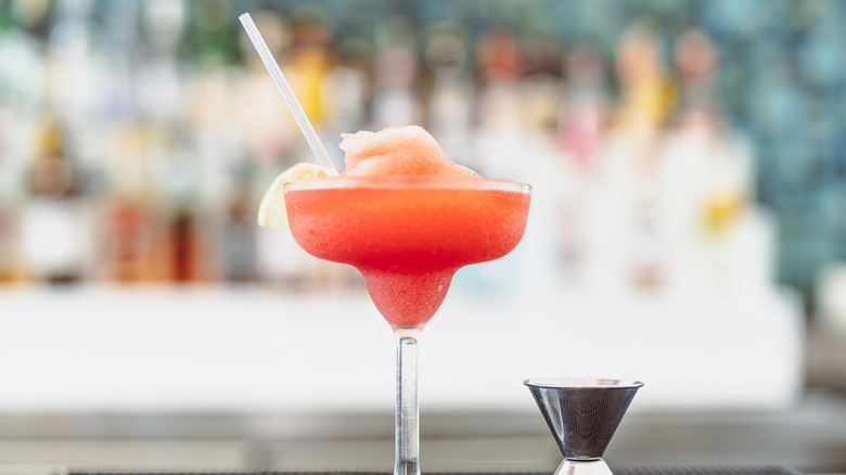 Red frozen margarita slushy cocktail
