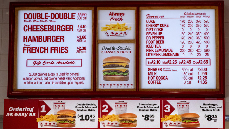 Illuminated In-N-Out drive-thru menu