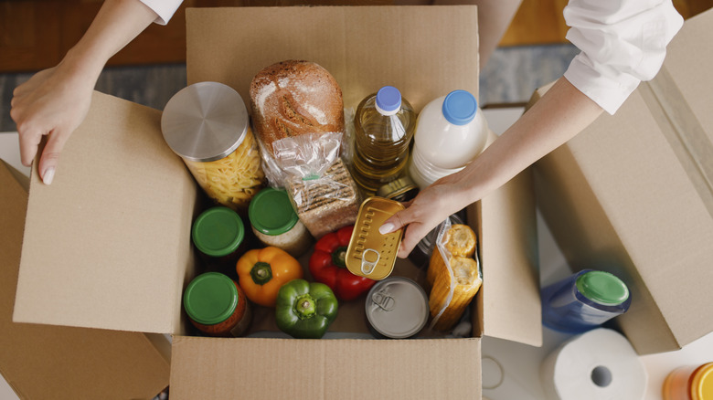 Box filled with food