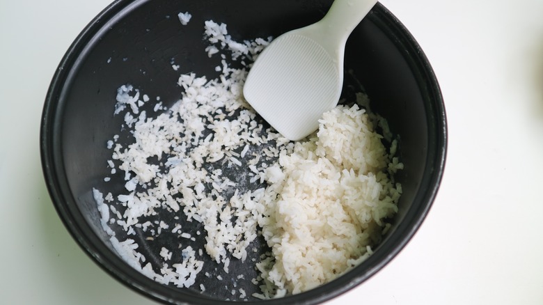 bowl of leftover cooked rice