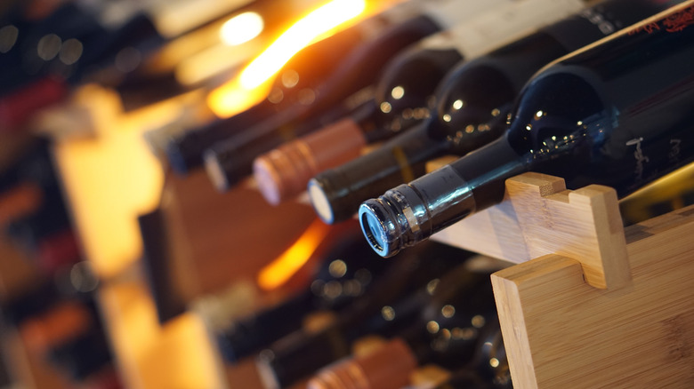 ottles of wine in a cellar