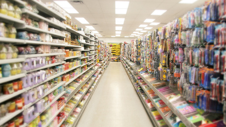 Dollar General aisle stocked with various items