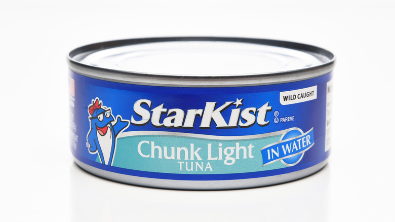 Can of StarKist Chunk Light Tuna in Water on a white background
