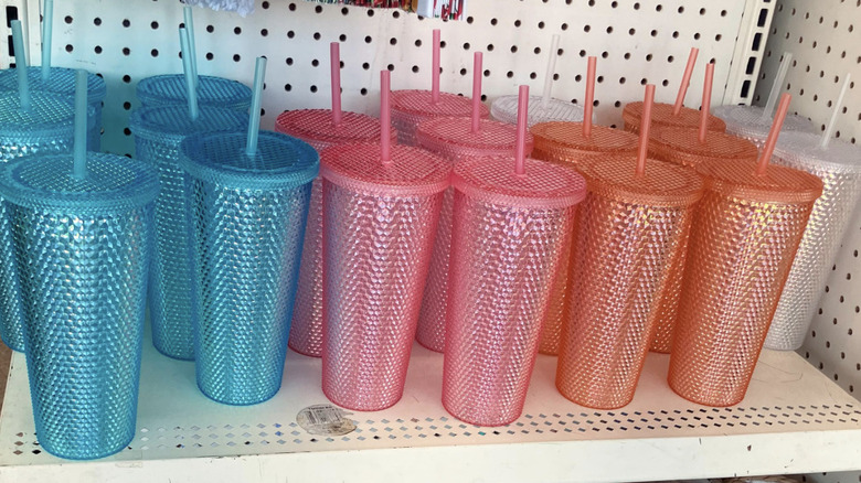 Dollar Tree summer-edition diamond tumblers.