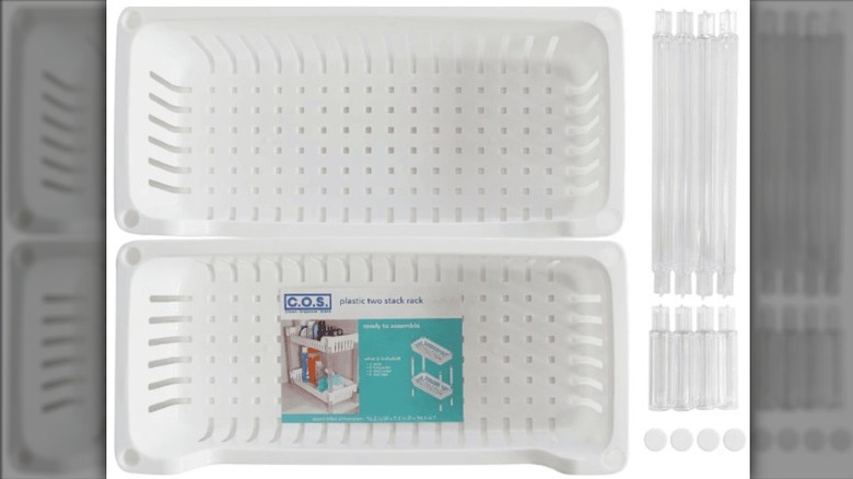 Dollar Tree rack filled with kitchen items