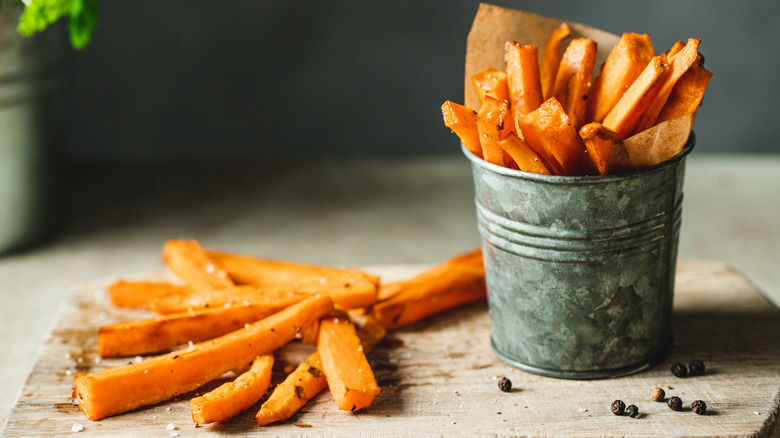 Bucket of sweet potato fries