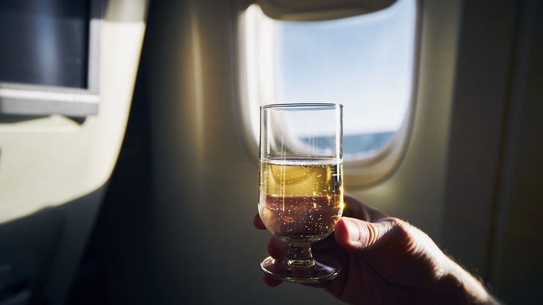 wine glass in airplane