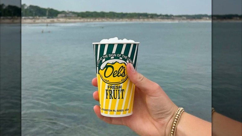 Del's lemonade in hand