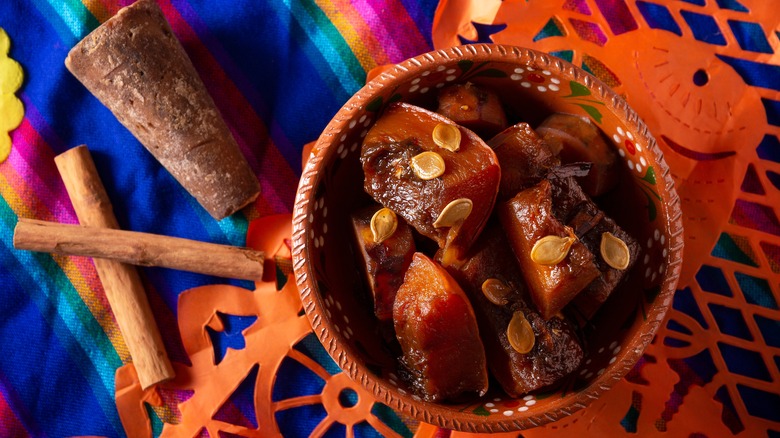 Mexican sweet dish with piloncillo cone