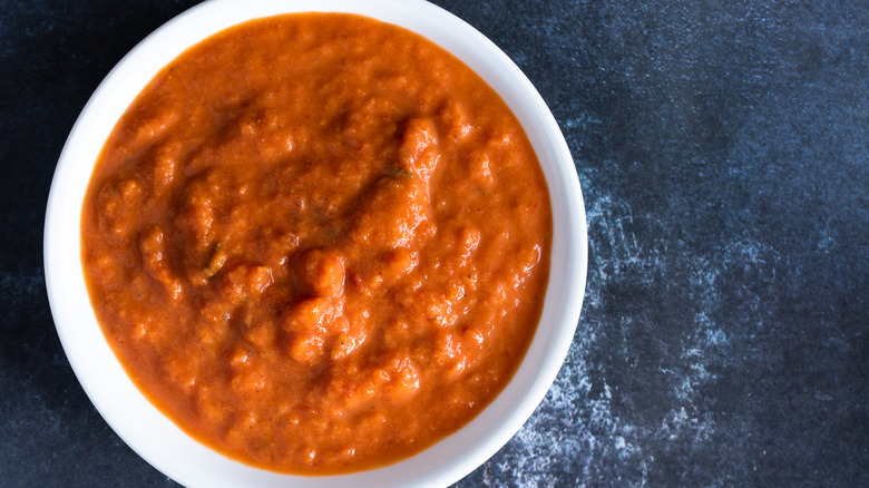 Top-down view of vodka Italian tomato sauce