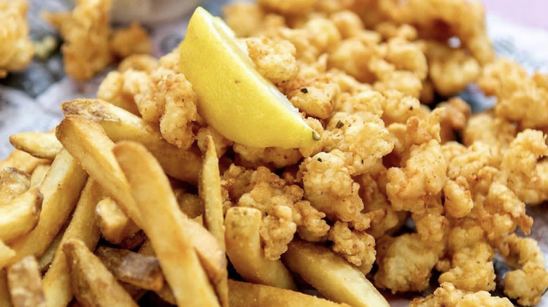 clam strips with fries