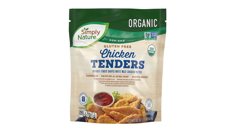 A bag of frozen Simply Nature Organic Breaded Chicken Tenders