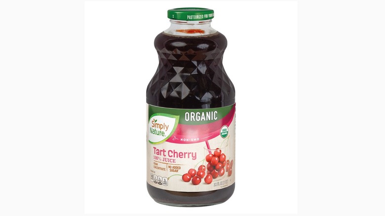 A glass bottle of Simply Nature Organic Tart Cherry Juice