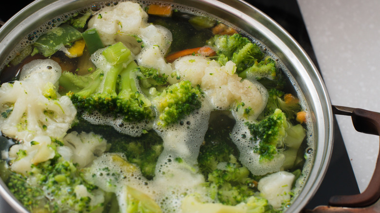 vegetables boiling in saucepan
