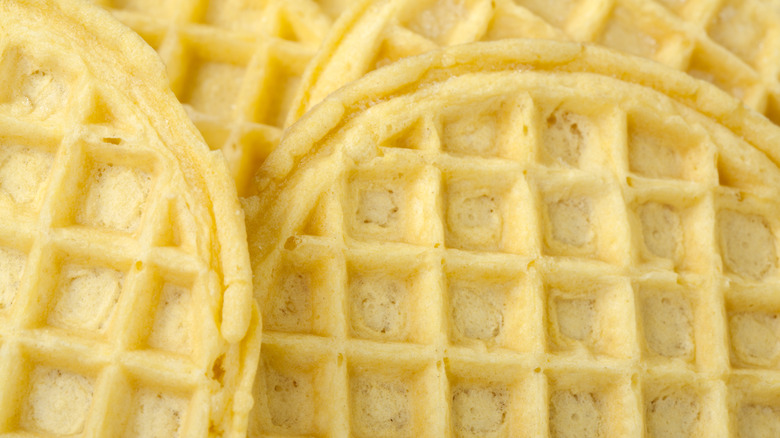 close-up of frozen waffles