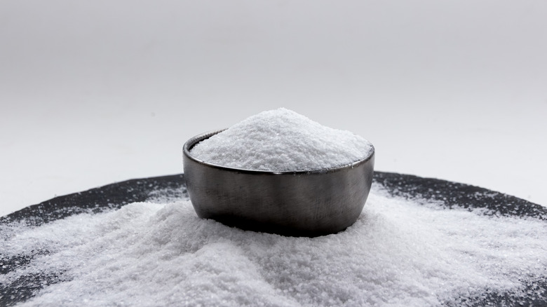 Salt in a metal bowl
