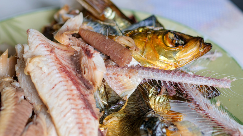 A pile of fish bones.