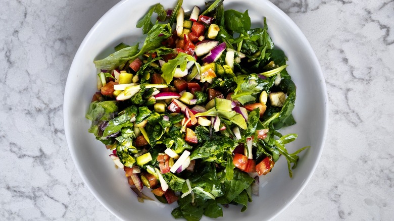 salad in bowl on counter