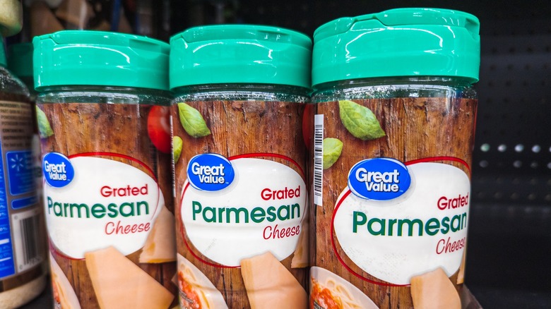 great value brand powdered Parmesan cheese bottles