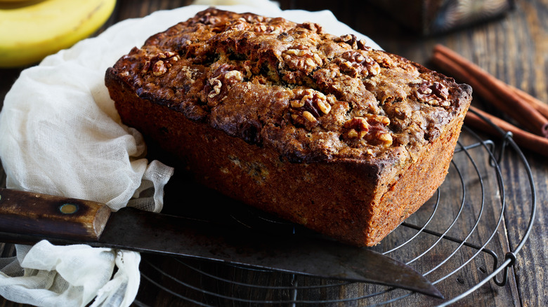 freshly baked loaf of banana bread