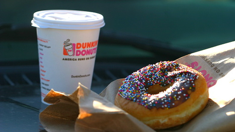 Dunkin' coffee and donut