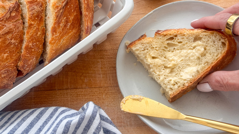 slice of bread on plate