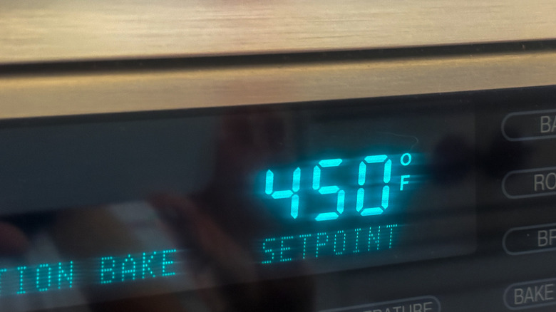 oven set to 450 F