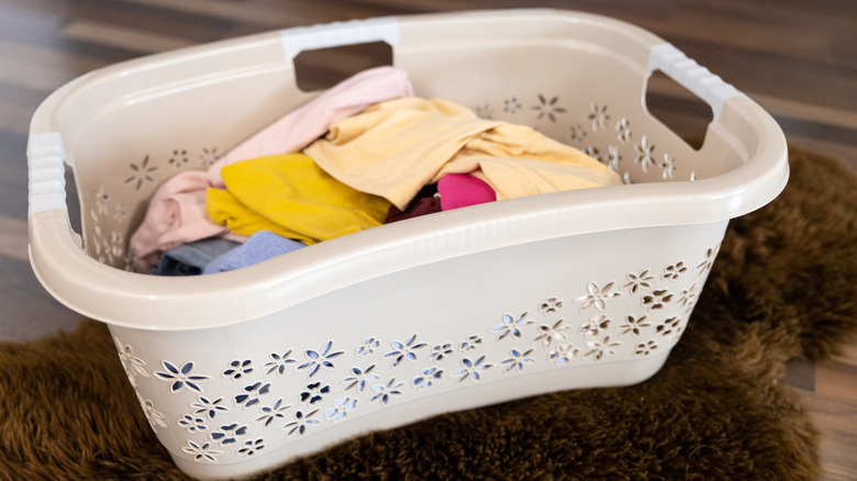 laundry basket filled with clothes