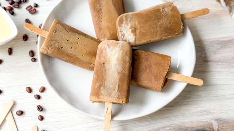 Easy 3-ingredient Vietnamese coffee popsicles on plate