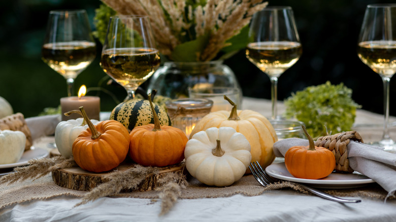 A fall-themed centerpiece