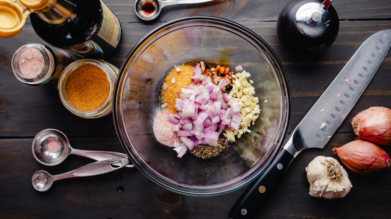 marinade ingredients in a glass bowl