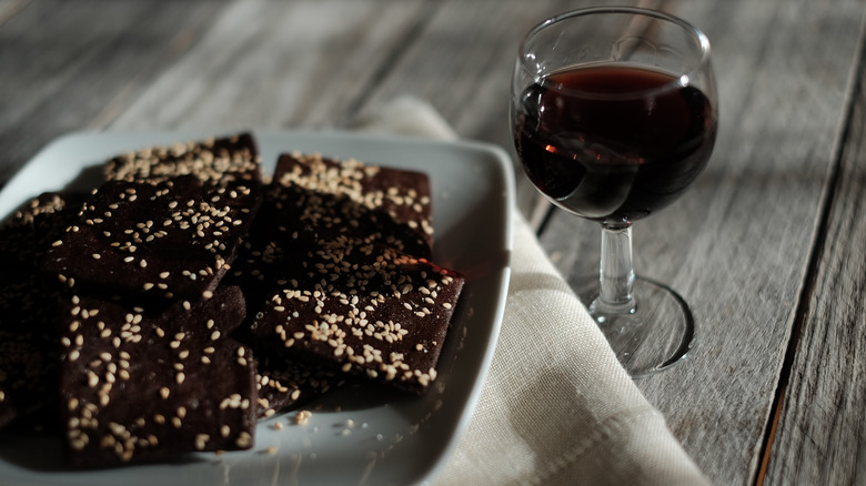 sesame brownies and port