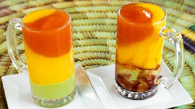 Two glasses of fruity spris served at Mesob restaurant