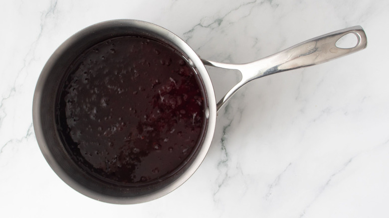 Cranberry sauce in saucepan